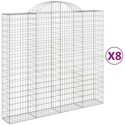 Zdjęcie produktu dla vidaXL Gabiony z wysokim łukiem 8 sztuk 200x50x180/200cm Ocynkowane żelazo