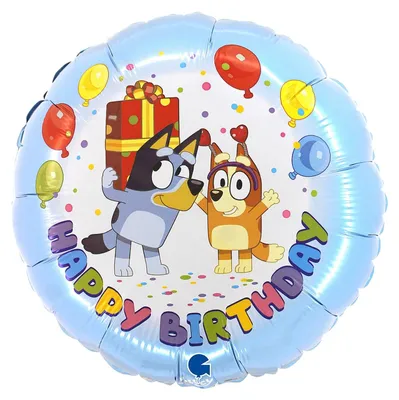 Produktbild von Folienballon Bluey Happy Birthday, Ø 46 cm, bunt, selbstverschließendes Ventil