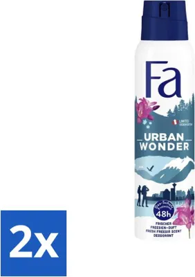 Obrázek produktu pro Fa - Deodorant ve spreji - Urban Wonder - Jahoda - 48hodinová ochrana - 150 ml - hodnotné balení - 2 kusy