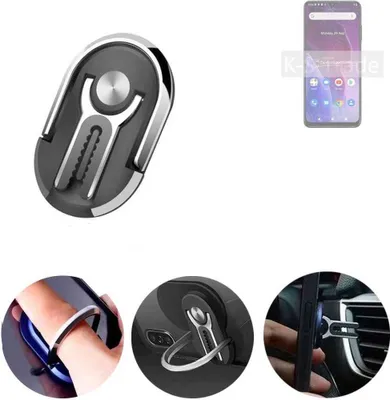 Produktbild von K-S-Trade 3in1 Smartphone-Ring Handy-Ring kompatibel mit Cubot P60 Fingerhalterung  Handyring Tischständer Lüftungsgitter-Halterung Tisch Ständer