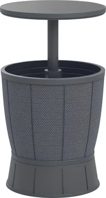 Image de Outsunny Table š€ glaciššre 3 en 1, table de cocktail avec seau š€ glace, plateau tšŠlescopique, pour biššre, vin, cocktails, jardin, ? 49 x 58-84 cm, gris