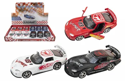 Immagine prodotto di Modellino Kinsmart Dodge Viper GTS-R 1:36, 12,5 cm, metallo/plastica, 4 colori, a molla, 12 pezzi in confezione