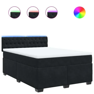 Produktbild von Boxspringbett mit Matratze Schwarz 140x200 cm Samt