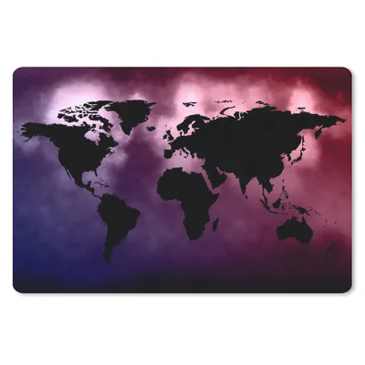 Produktbild von MuchoWow® Schreibtischunterlage Weltkarte - Schwarz - Rosa 60x40 cm - XXL Mauspad - Großes Mauspad