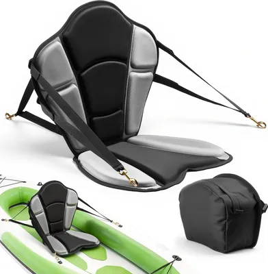 Produktbild von VEVOR 1 x Kajaksitz 31 mm Dicke, Gepolsterter Sitz für Stand-Up-Paddle-Board, Bootssitz mit Rückenlehne & Aufbewahrungstasche & Verstellbaren Gurten für SUP Angelboot Aufblasbares Kajak Ruderboot