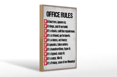 Produktbild von Holzschild Spruch 20x30cm Office rules it buzzes ignore it