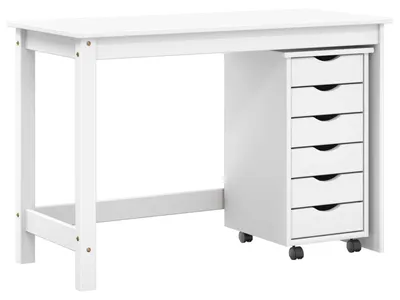 Produktbild von vidaXL Desk und Rolling Cabinet Set MOSS 2 pcs Weiß