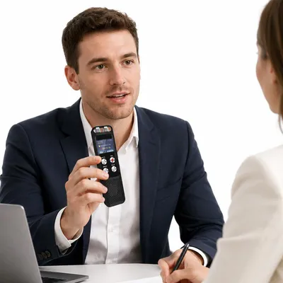 Produktbild von 136GB Diktiergerät, Sprachaktiviert, 1536kbps, 33h Aufnahme, Passwort, MP3, 128GB Karte inkl. – für Meetings, Uni