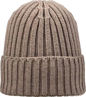 Produktbild von tomBrook Uni Strickmütze mit Umschlag aus 100% Schurwolle - Wintermütze Strick für Sie und Ihn in Taupe