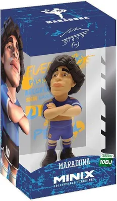 A collectible figurine of Diego Maradona in its packaging.