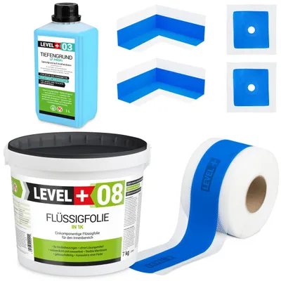 Produktbild von Dichtset für Abdichtung Dusche Bad Tiefgrund Dichtband Flüssigfolie 7 kg SET302