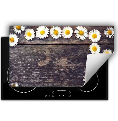 Immagine prodotto di DarHaus Piastra di copertura per stufa 90x52 cm Tappetino antiscivolo Roll-up, legno - fiori
