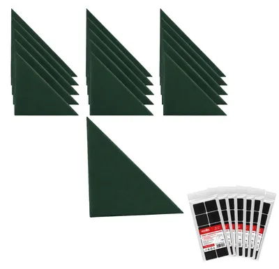 Immagine prodotto di Set di pannelli imbottiti STEGU, 16 triangoli, 30x30 cm, inclusi i laccetti di fissaggio, rivestimento in velluto verde scuro, per poggiatesta