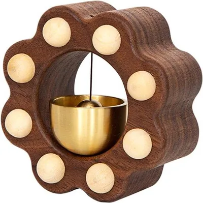 Image de Sonnette en bois, volet en bois, motif au pied, carillon décoratif pour la maison