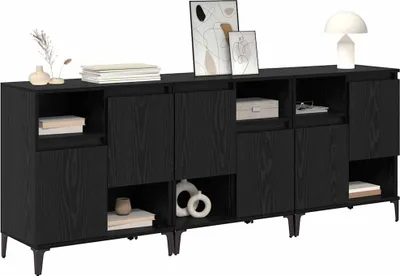 Obrázok produktu pre vidaXL Príborníky 3 ks Čierny dubový vzhľad 60 x 35 x 70 cm