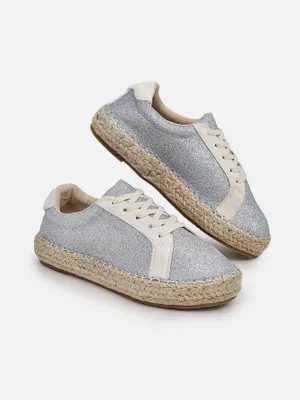 Produktbild von Damen Stoff-Sneakers Sercele Silber, leichte Freizeitschuhe, Größe 40