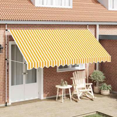 Immagine prodotto di Maison Exclusive - Tenda da sole retrattile ad azionamento manuale, 400 cm, a righe arancioni e bianche