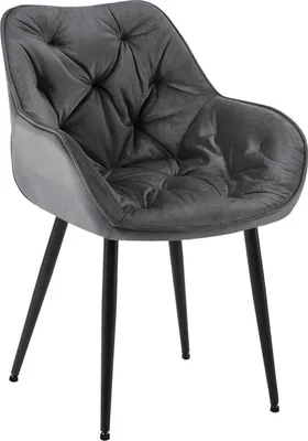 Produktbild von Esszimmerstuhl Velvet – Sesselstil – Hoher Komfort und wartungsfreundlich | Farbe: dunkelgrau