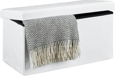 Produktbild von Famanu Aufbewahrungsbank faltbar mit Deckel 38x76x38cm 85L weiß