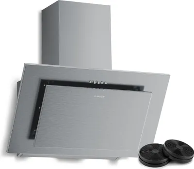 Image de Klarstein Athena Hotte Aspirante 60 cm - Hotte Décorative Inclinée, 404 m³/h, LED, A+++, 3 Vitesses, Filtre Charbon, Silencieuse, Recyclage & Évacuation, Hotte Cuisine Moderne, Acier inoxydable
