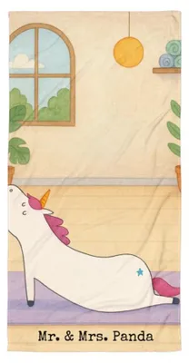 Produktbild von Mr. & Mrs. Panda Strandtuch Einhorn Yoga Design - Weiß - Geschenk, Sport, Reisehandtuch, Einhörner, Namaste, Unicorn, Badelaken, Duschtuch, Duschhandtuch, Handtuch