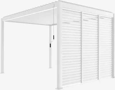 Produktbild von sweeek - Pergola mit Lamellendach Triomphe 3x4m mit 3 Lamellenwänden 100cm - Weiß