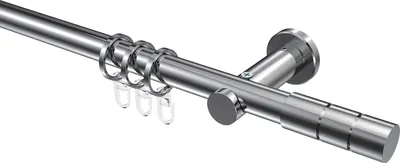 Produktbild von Interdeco Gardinenstange / Vorhangstange Chrom, Typ Platon Elanto (Rillenzylinder), 20 mm Ø 1-läufig, 260 cm