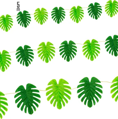 Produktbild von Girlande Tropische Blätter 5 m Mottoparty Hawaii Urwald Safari