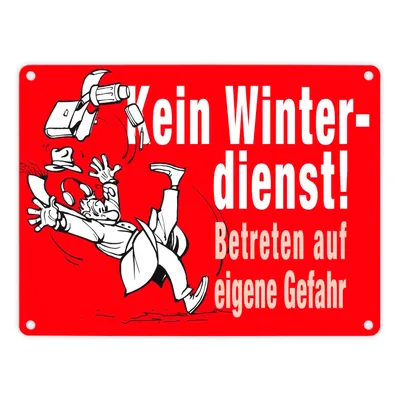 Produktbild von Kein Winterdienst Metallschild in 15x20 cm in rot mit Spruch Betreten auf