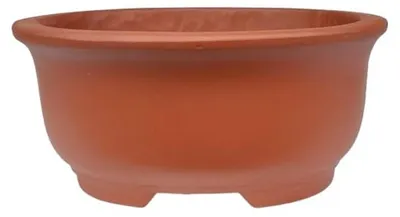 Productafbeelding van Bonsai-keramische pot, ovaal, rood, 14,2 x 12 x 6,5 cm