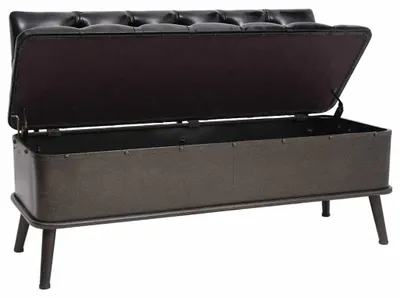Obrázek produktu pro vidaXL Lavice s úložným prostorem a opěradlem 110 cm černá umělá kůže