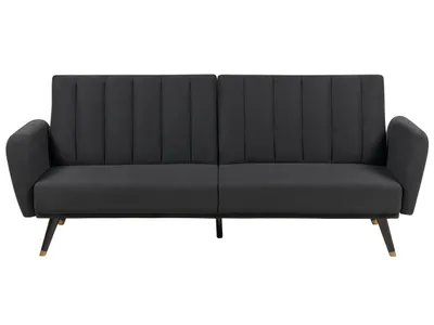 Zdjęcie produktu dla BELIANI Sofa rozkładana czarna tapicerowana funkcja spania glamour duży pokój salon pokój gościnny łóżko kanapa wersalka tapczan