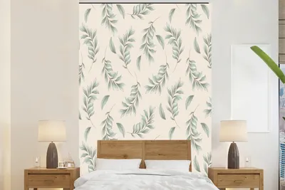 Produktbild von MuchoWow® Fototapete für Wohnzimmer oder Schlafzimmer Wandtapete Vinyl Motivtapete Blätter - Vintage - Rosa - 170x260 cm - Wohnzimmertapete