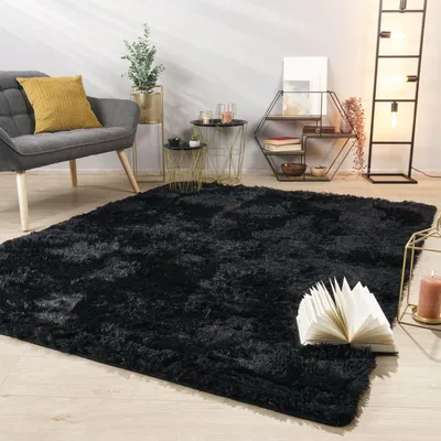 Produktbild von TT Home Teppich Wohnzimmer Hochflor Langflor Weich Soft Modernes Einfarbiges Design Größe 80x150 cm