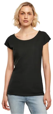 Produktbild von Build Your Brand Damen T-Shirt Ladies Wide Neck Tee, Farbe Black, Größe XS