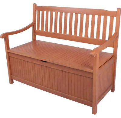 Produktbild von Gartenbank HOUSTON aus Holz mit praktischem Staufach stabile Outdoor Truhenbank witterungsbeständig mit geölter Oberfläche