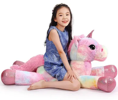 Immagine prodotto di Peluche unicorno grande, arcobaleno, viola, 110 cm