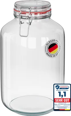 Produktbild von WELLGRO Einmachgläser mit Bügelverschluss rund 4880ml - Vorratsgläser