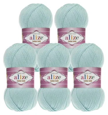 5 x 100g Strickgarn Alize Cotton Gold Uni Klassikgarn Häkelgarn hellgrün