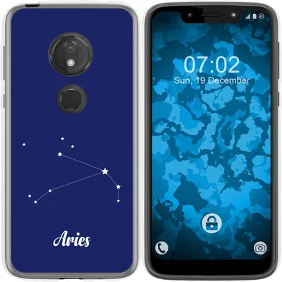 Produktbild von PhoneNatic Case kompatibel mit Motorola Moto G7 Play Silikon-Hülle SternzeichenAries M11