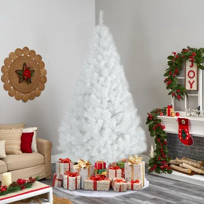 Produktbild von 1,5M weißer künstlicher Weihnachtsbaum,350 Zweigspitzen mit Scharnierfichte mit Metallständern,für Weihnachten, Urlaub, Zuhause, Party-Dekoration