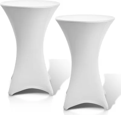 Produktbild von 2er Set Stehtischhusse Stretch Stehtisch Ø 70 cm Tisch Husse Bistrotisch Weiß