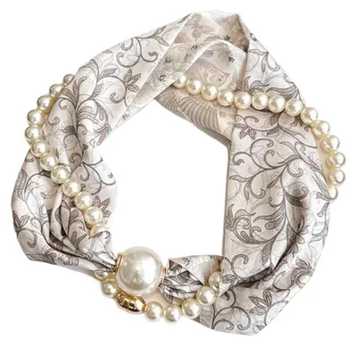 Immagine prodotto di Sciarpa da donna con chiusura magnetica, ideale per la primavera e l'autunno, con un piccolo motivo quadrato e un design elegante