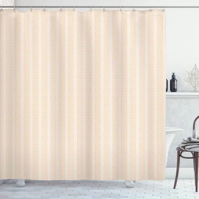 Obrázek produktu pro ABAKUHAUS Geometrický sprchový závěs, souhrn vertikálních vln s tečkami v pastelových barvách, opakující se vzor, 175 x 180 cm, broskvová, světle broskvová, bílá