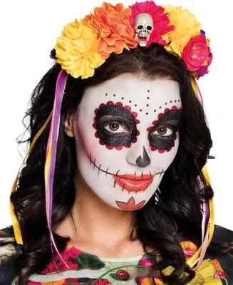 Produktbild von Blumen Haarreif mit Totenkopf