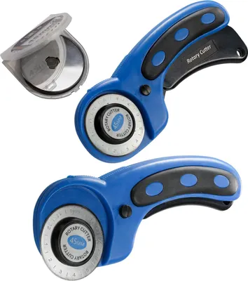 Produktbild von 2x Rollschneider + 10x Rollschneiderklingen für Papier Stoff Leder Folie Latex