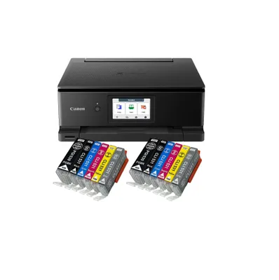 Produktbild von Canon PIXMA TS8750 Tintenstrahl Multifunktionsdrucker schwarz mit 12 kompatiblen XXL Patronen