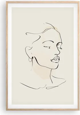 Produktbild von Gerahmtes Poster - Rahmen in heller Eiche - Frau Zeichnung Linie - 61x91,5 cm - Wand Bild - Wanddeko - Wandbilder - Kunstposter - Wandposter - Bilderrahmen - Bilder - Kunstdruck - P2NPA61x91-5046