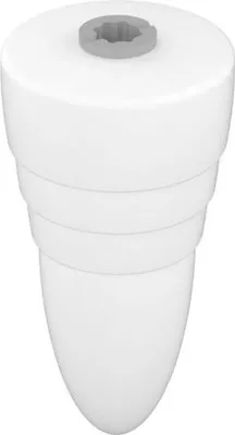 A white lotion dispenser insert with a gray top fitting.