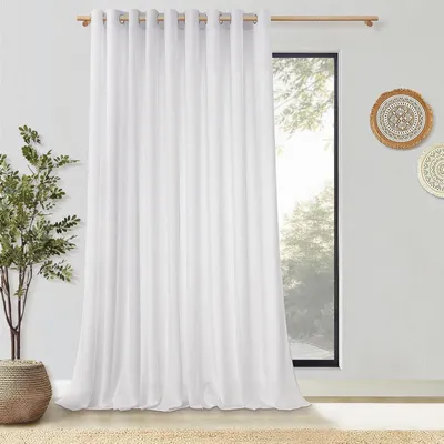 Productafbeelding van Linnen look gordijnen 240 x 200 cm, wit, met oogjes, voor woonkamer